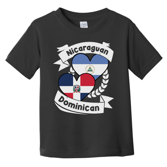 Nicaraguan Dominican Heart Flags Nicaragua Dominican Republic Infant Toddler T-Shirt