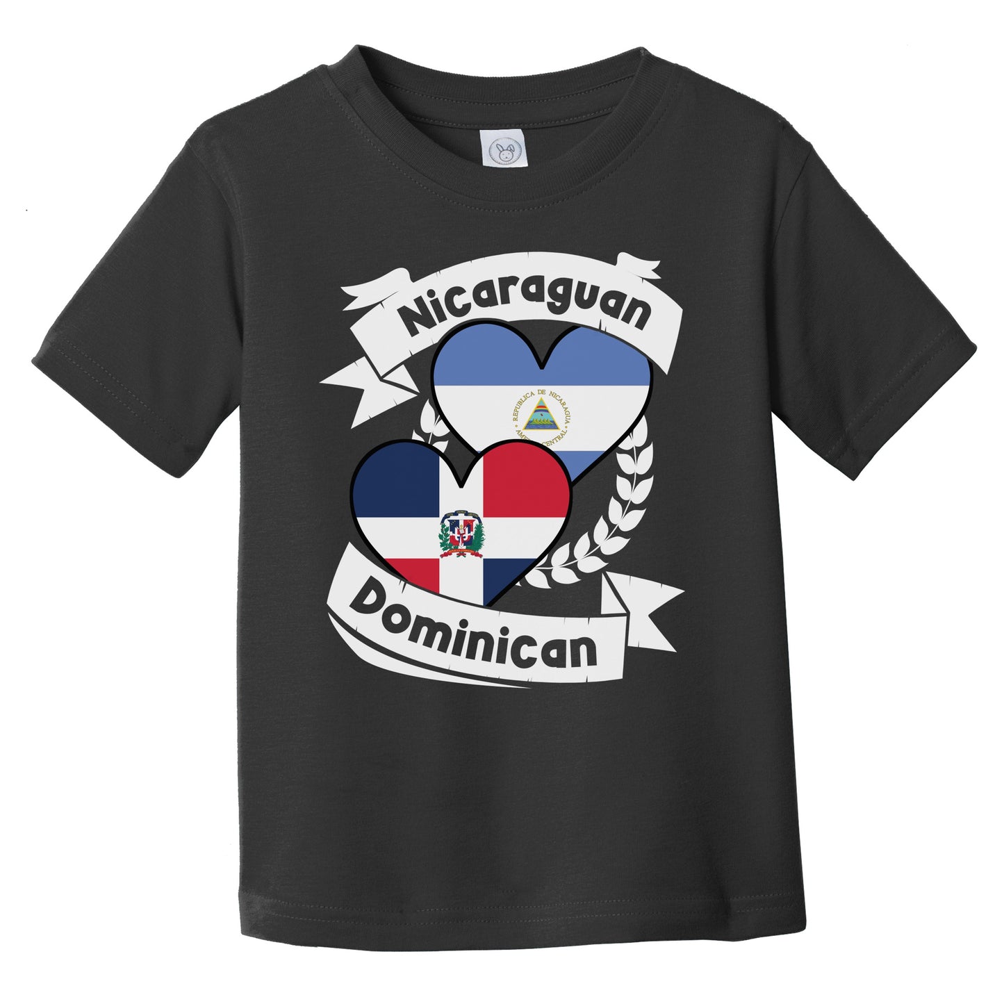 Nicaraguan Dominican Heart Flags Nicaragua Dominican Republic Infant Toddler T-Shirt