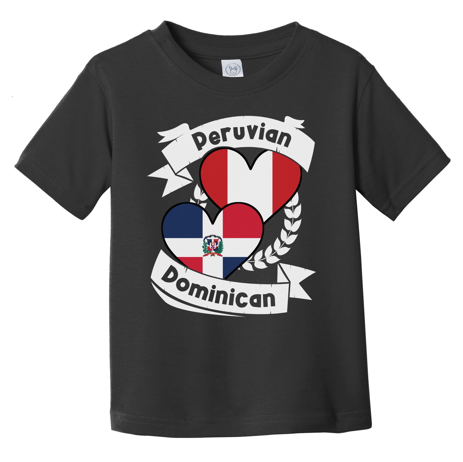 Peruvian Dominican Heart Flags Peru Dominican Republic Infant Toddler T-Shirt