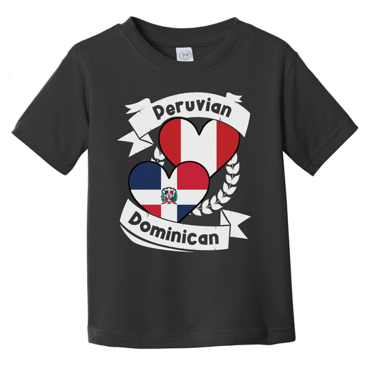 Peruvian Dominican Heart Flags Peru Dominican Republic Infant Toddler T-Shirt
