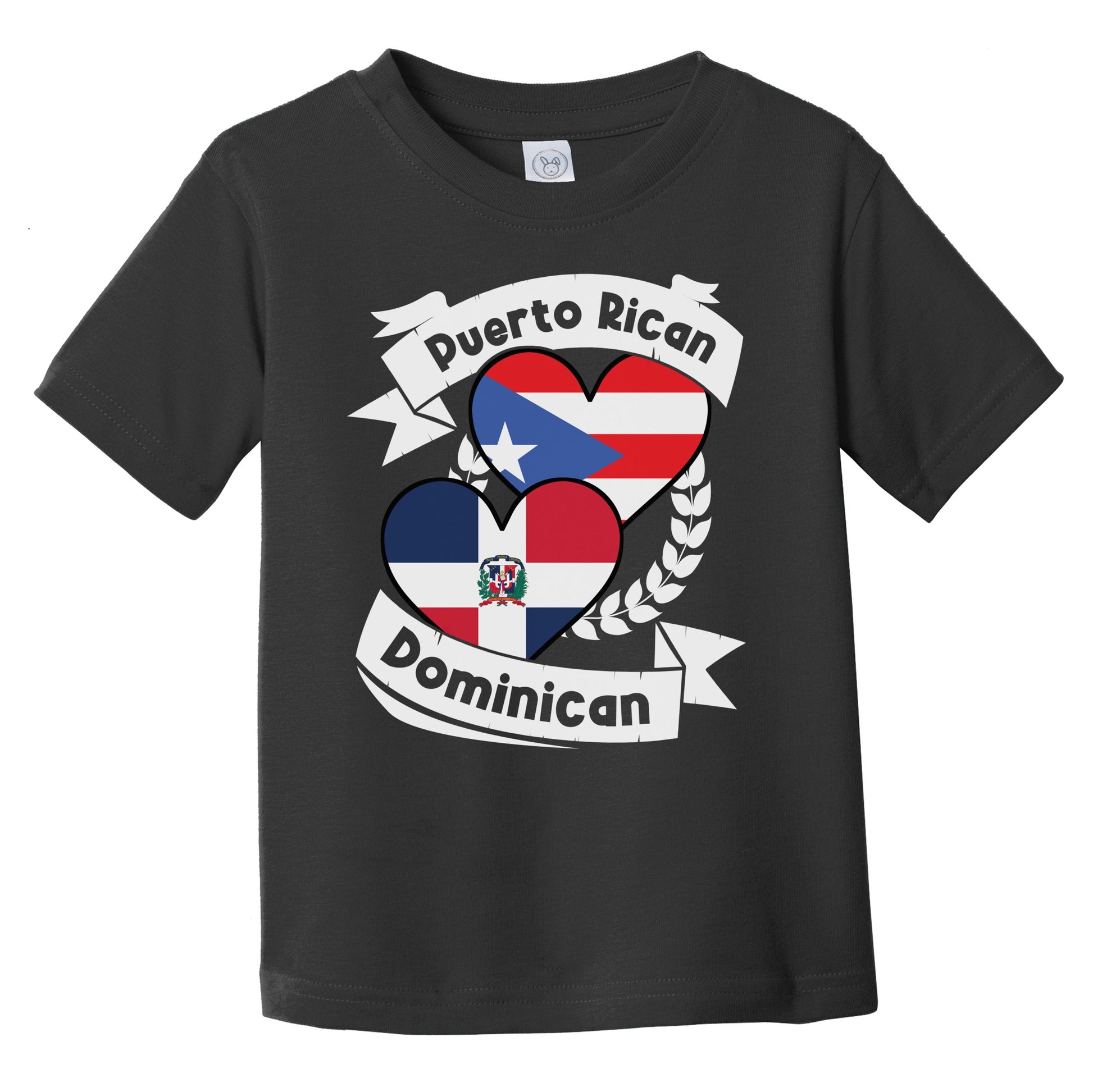 Puerto Rican Dominican Heart Flags Puerto Rico Dominican Republic Infant Toddler T-Shirt