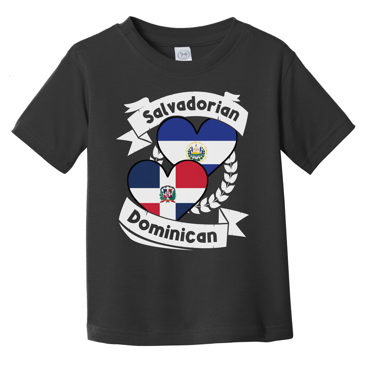 Salvadorian Dominican Heart Flags El Salvador Dominican Republic Infant Toddler T-Shirt