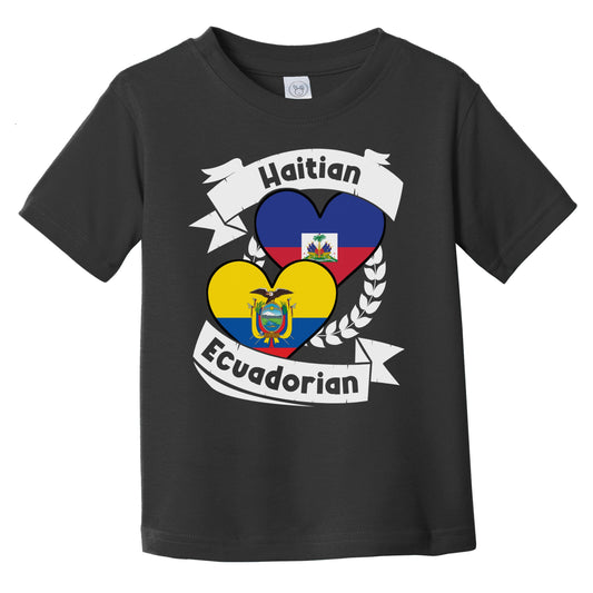 Haitian Ecuadorian Heart Flags Haiti Ecuador Infant Toddler T-Shirt