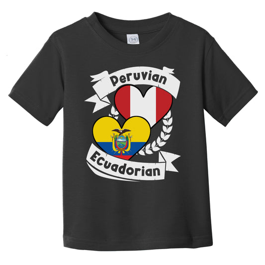 Peruvian Ecuadorian Heart Flags Peru Ecuador Infant Toddler T-Shirt