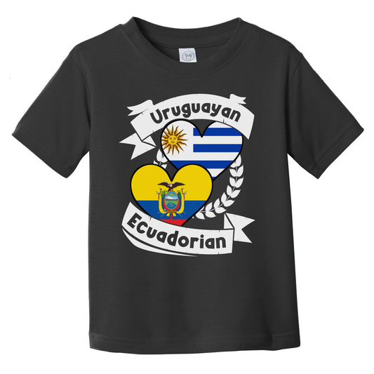 Uruguayan Ecuadorian Heart Flags Uruguay Ecuador Infant Toddler T-Shirt