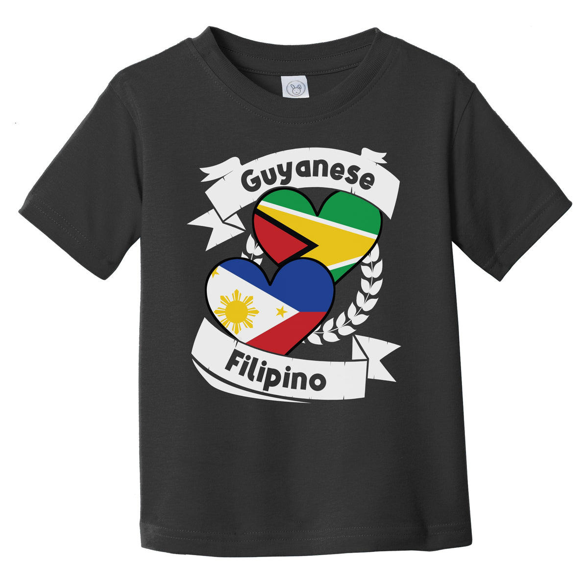 Guyanese Filipino Heart Flags Guyana Philippines Infant Toddler T-Shirt