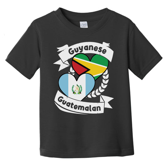 Guyanese Guatemalan Heart Flags Guyana Guatemala Infant Toddler T-Shirt