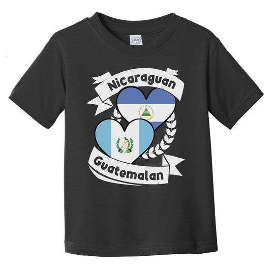 Nicaraguan Guatemalan Heart Flags Nicaragua Guatemala Infant Toddler T-Shirt
