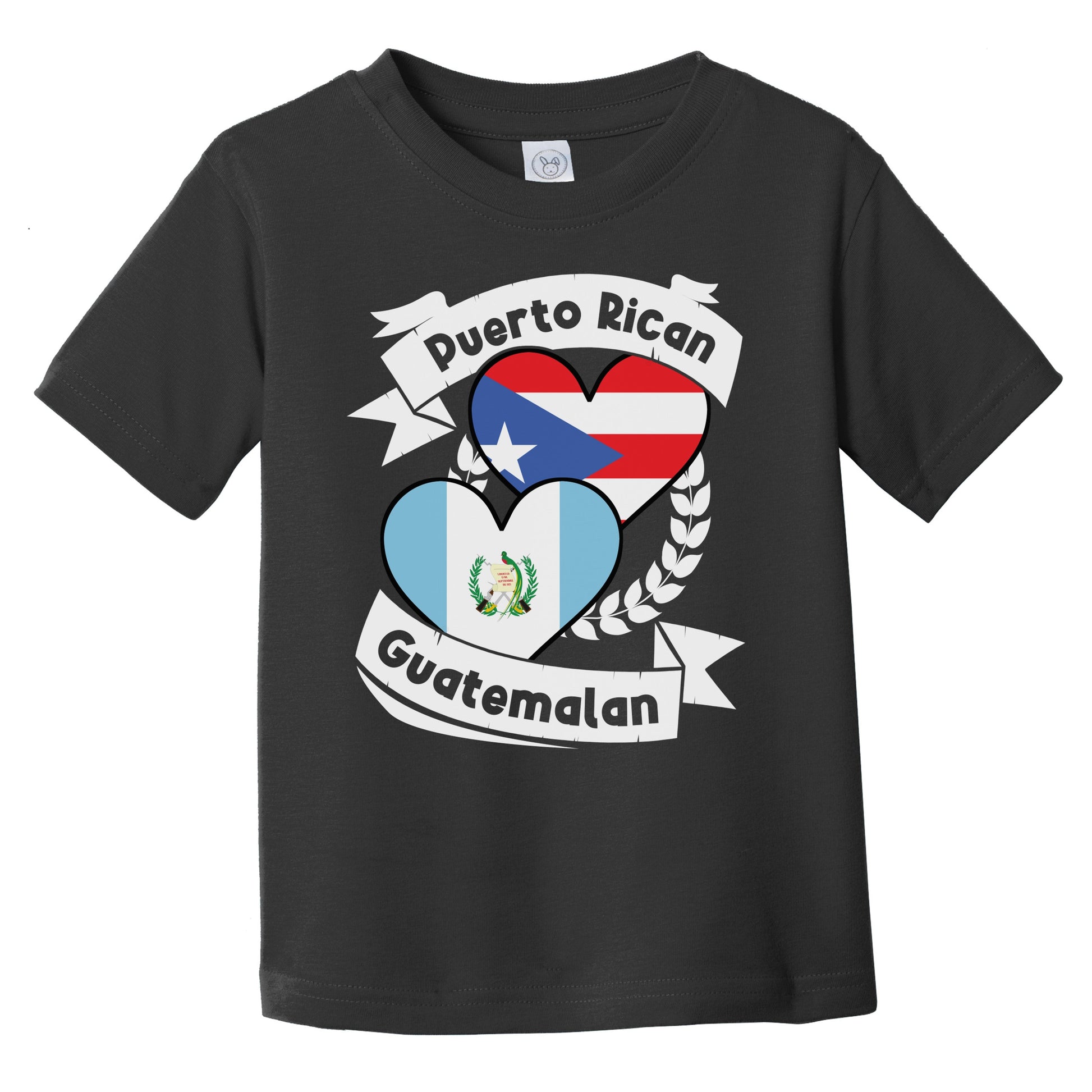 Puerto Rican Guatemalan Heart Flags Puerto Rico Guatemala Infant Toddler T-Shirt