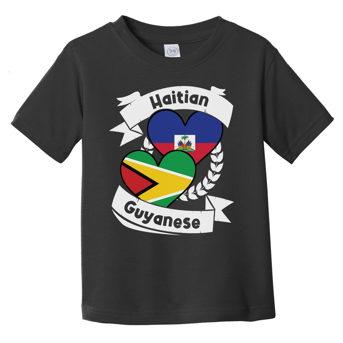 Haitian Guyanese Heart Flags Haiti Guyana Infant Toddler T-Shirt
