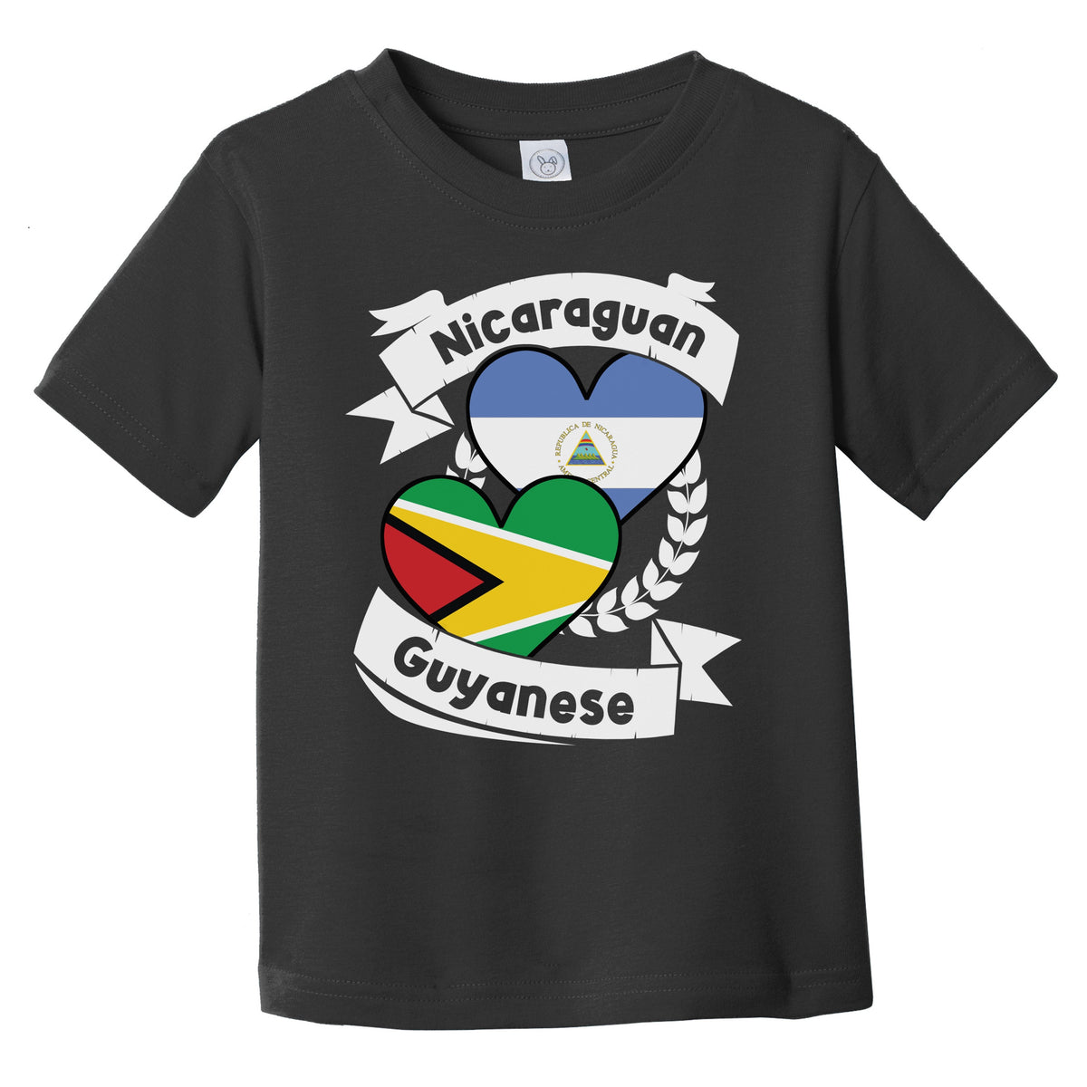 Nicaraguan Guyanese Heart Flags Nicaragua Guyana Infant Toddler T-Shirt