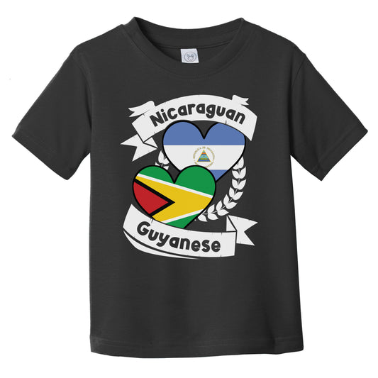 Nicaraguan Guyanese Heart Flags Nicaragua Guyana Infant Toddler T-Shirt