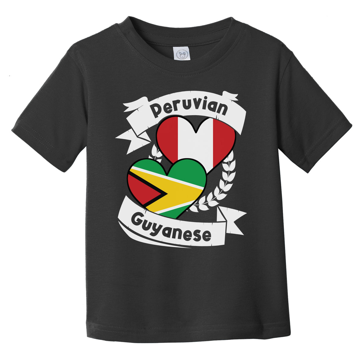 Peruvian Guyanese Heart Flags Peru Guyana Infant Toddler T-Shirt
