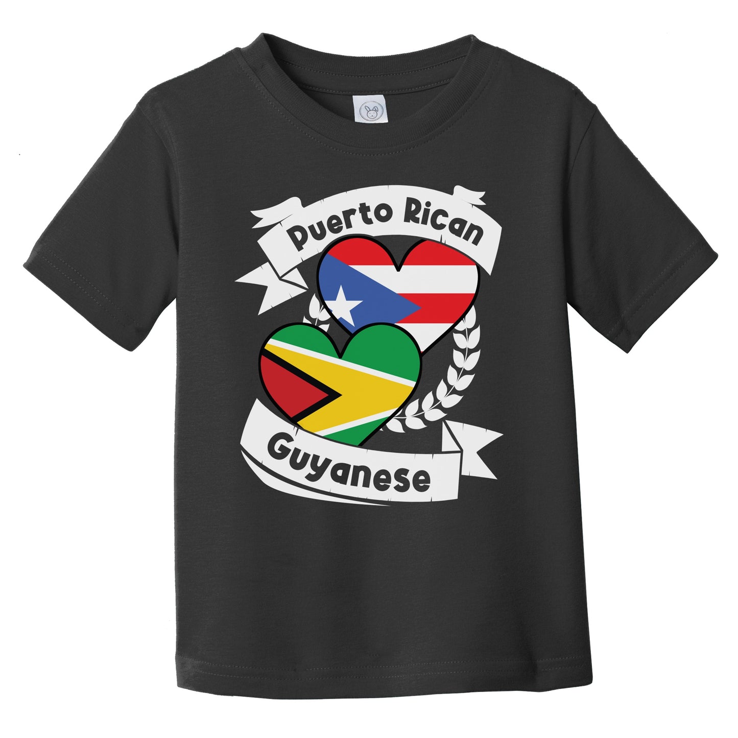 Puerto Rican Guyanese Heart Flags Puerto Rico Guyana Infant Toddler T-Shirt