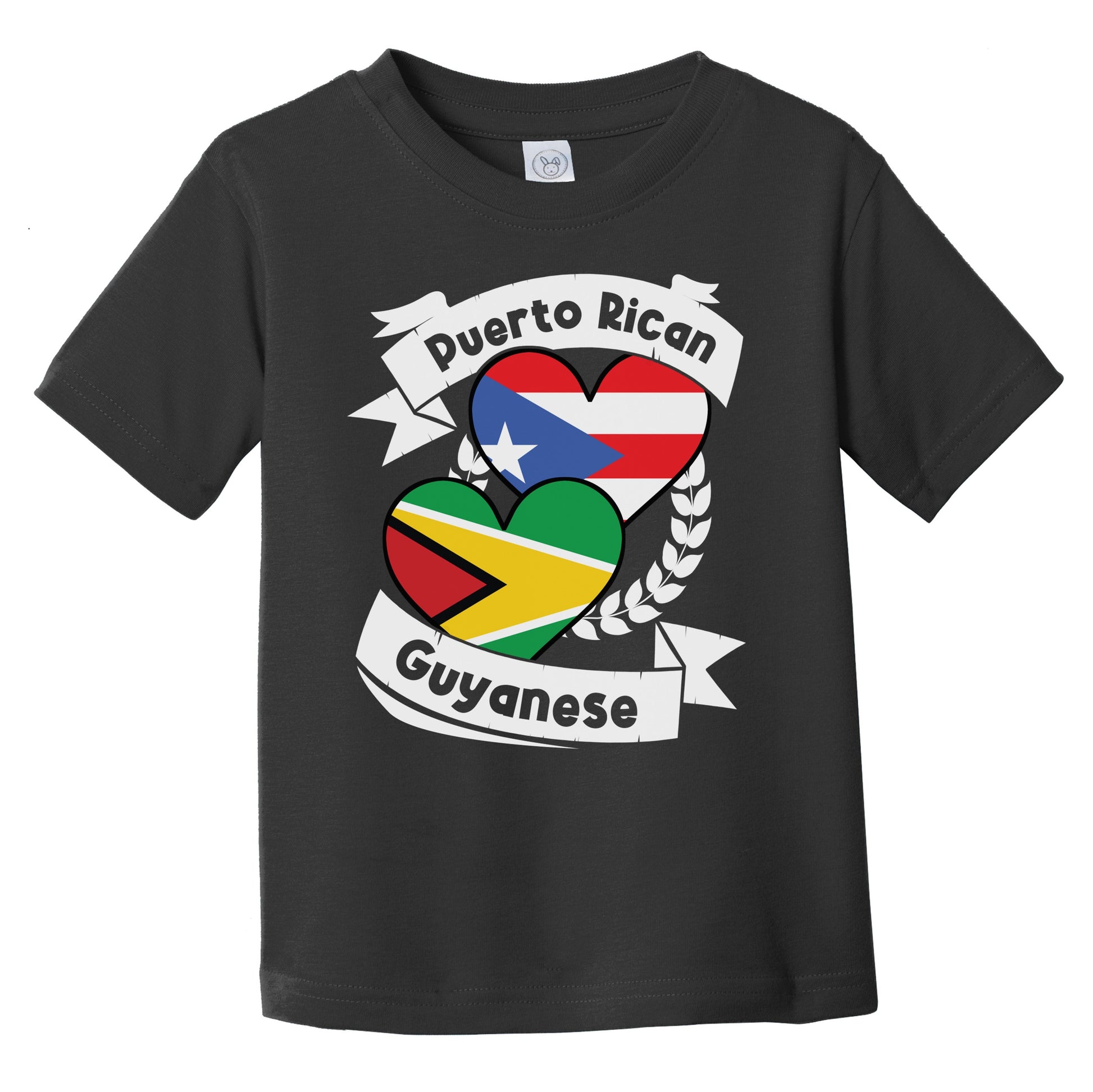 Puerto Rican Guyanese Heart Flags Puerto Rico Guyana Infant Toddler T-Shirt