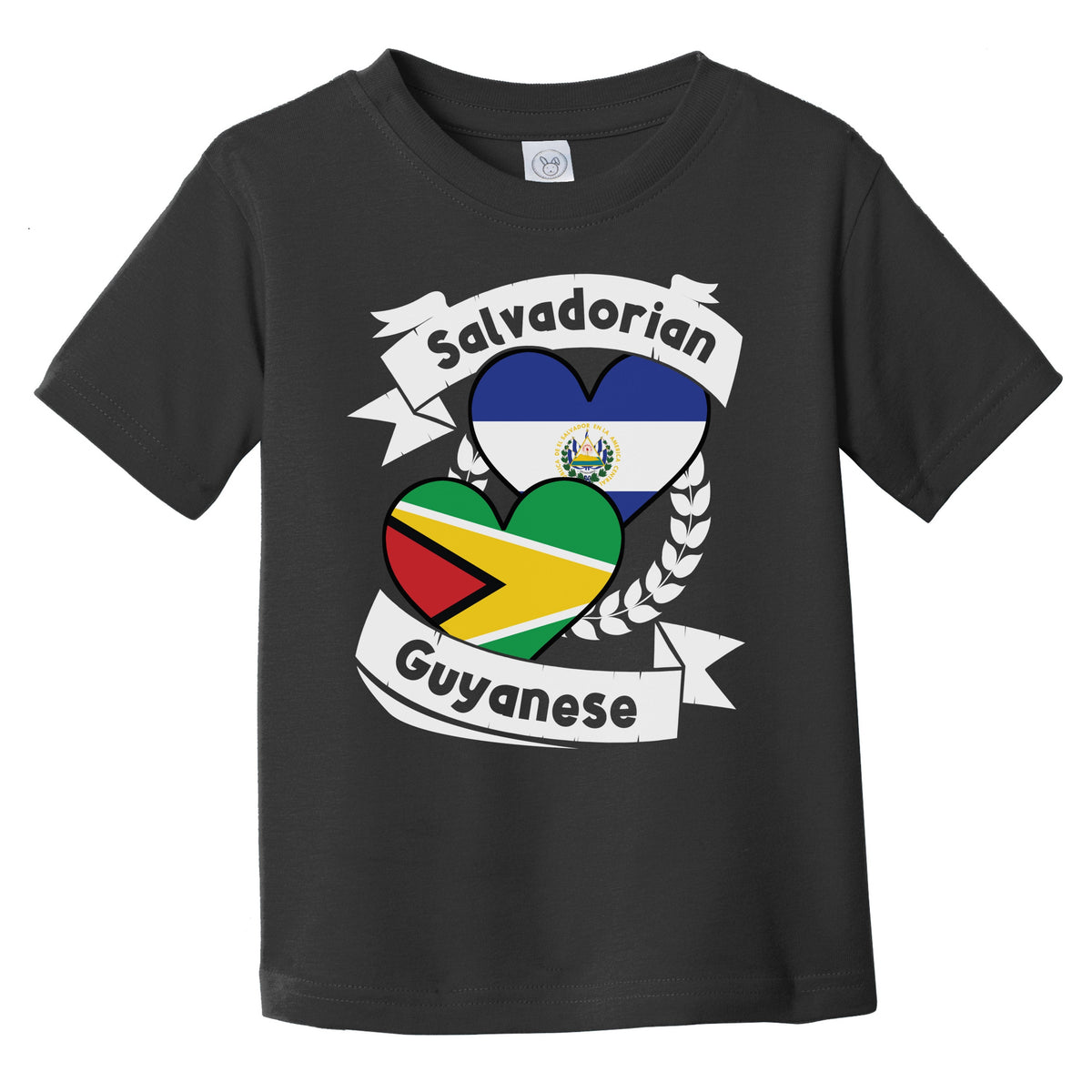 Salvadorian Guyanese Heart Flags El Salvador Guyana Infant Toddler T-Shirt