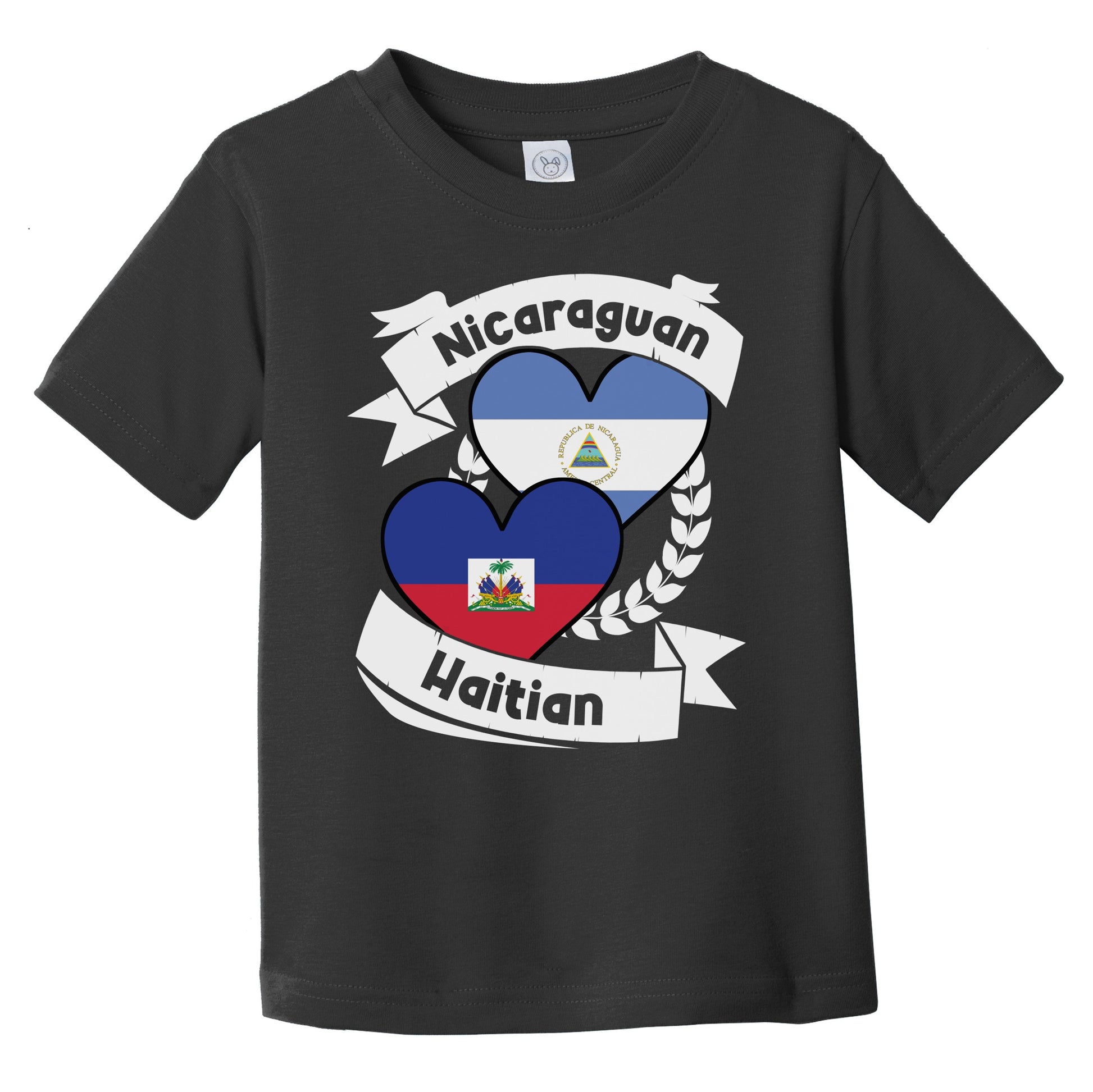 Nicaraguan Haitian Heart Flags Nicaragua Haiti Infant Toddler T-Shirt