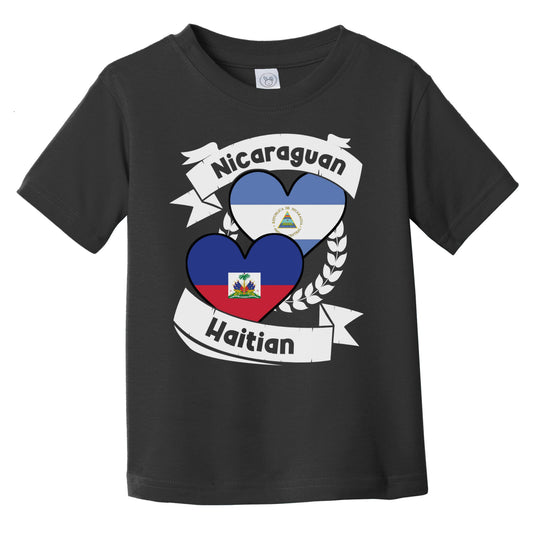 Nicaraguan Haitian Heart Flags Nicaragua Haiti Infant Toddler T-Shirt