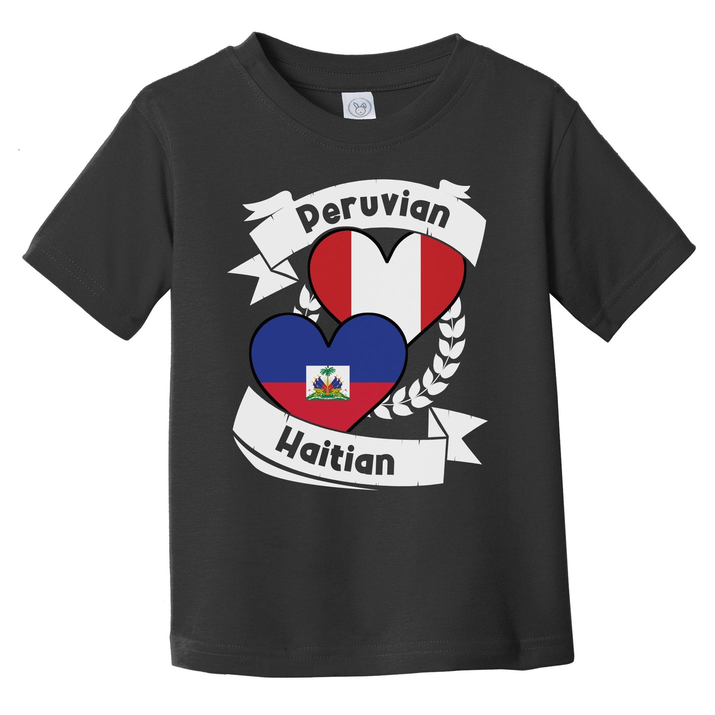 Peruvian Haitian Heart Flags Peru Haiti Infant Toddler T-Shirt
