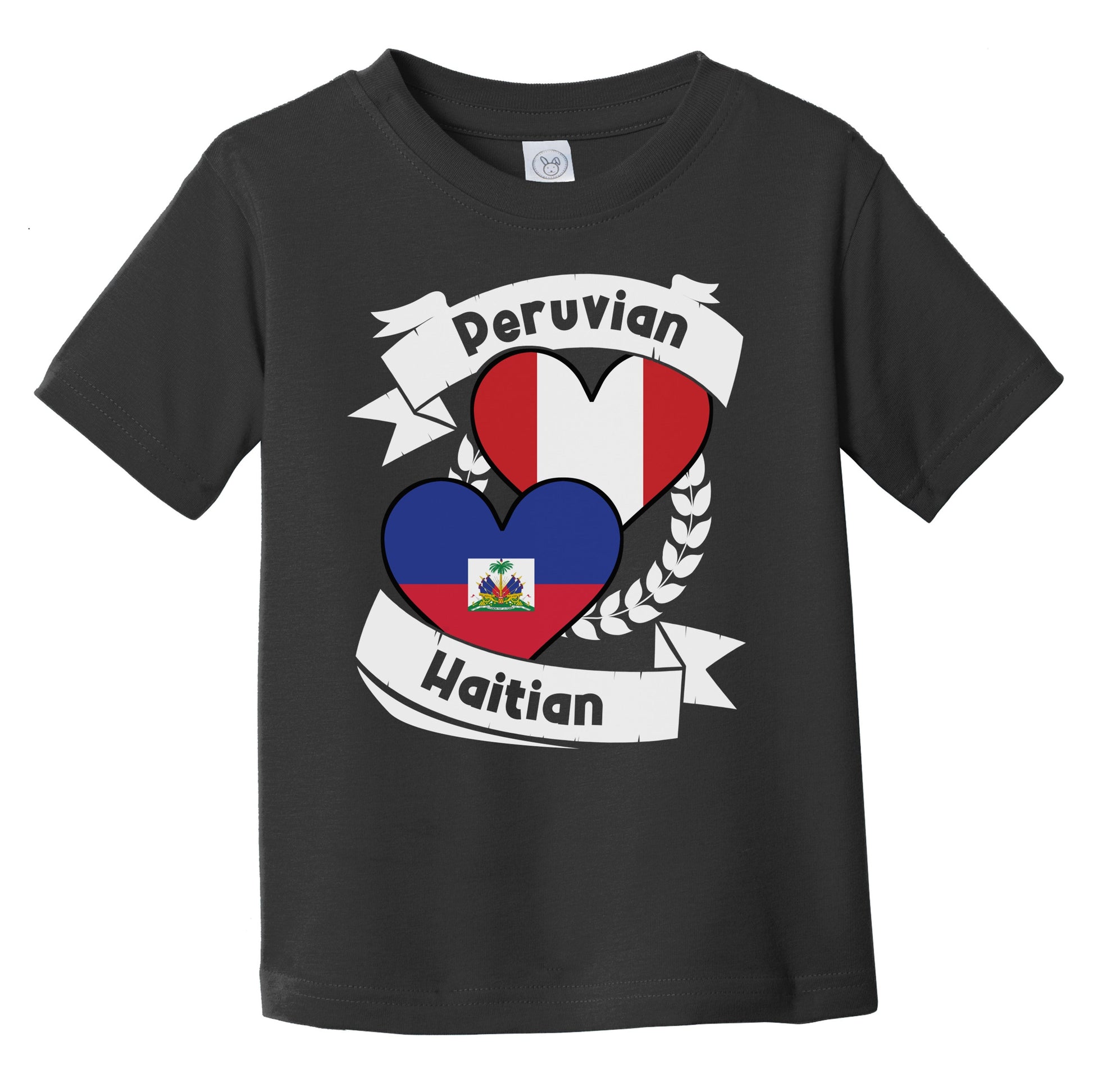 Peruvian Haitian Heart Flags Peru Haiti Infant Toddler T-Shirt