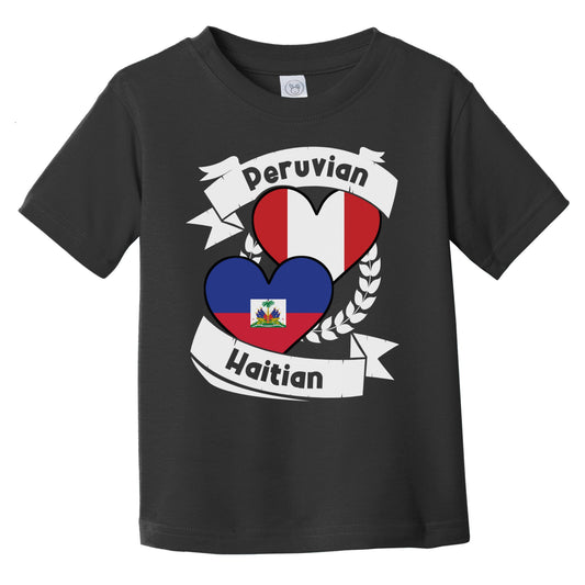 Peruvian Haitian Heart Flags Peru Haiti Infant Toddler T-Shirt