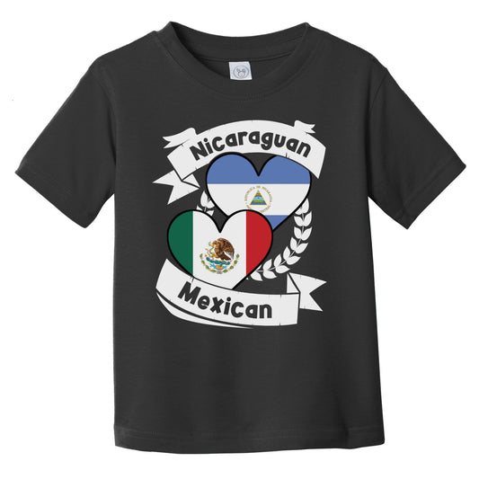 Nicaraguan Mexican Heart Flags Nicaragua Mexico Infant Toddler T-Shirt