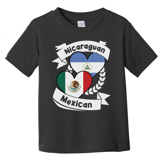 Nicaraguan Mexican Heart Flags Nicaragua Mexico Infant Toddler T-Shirt