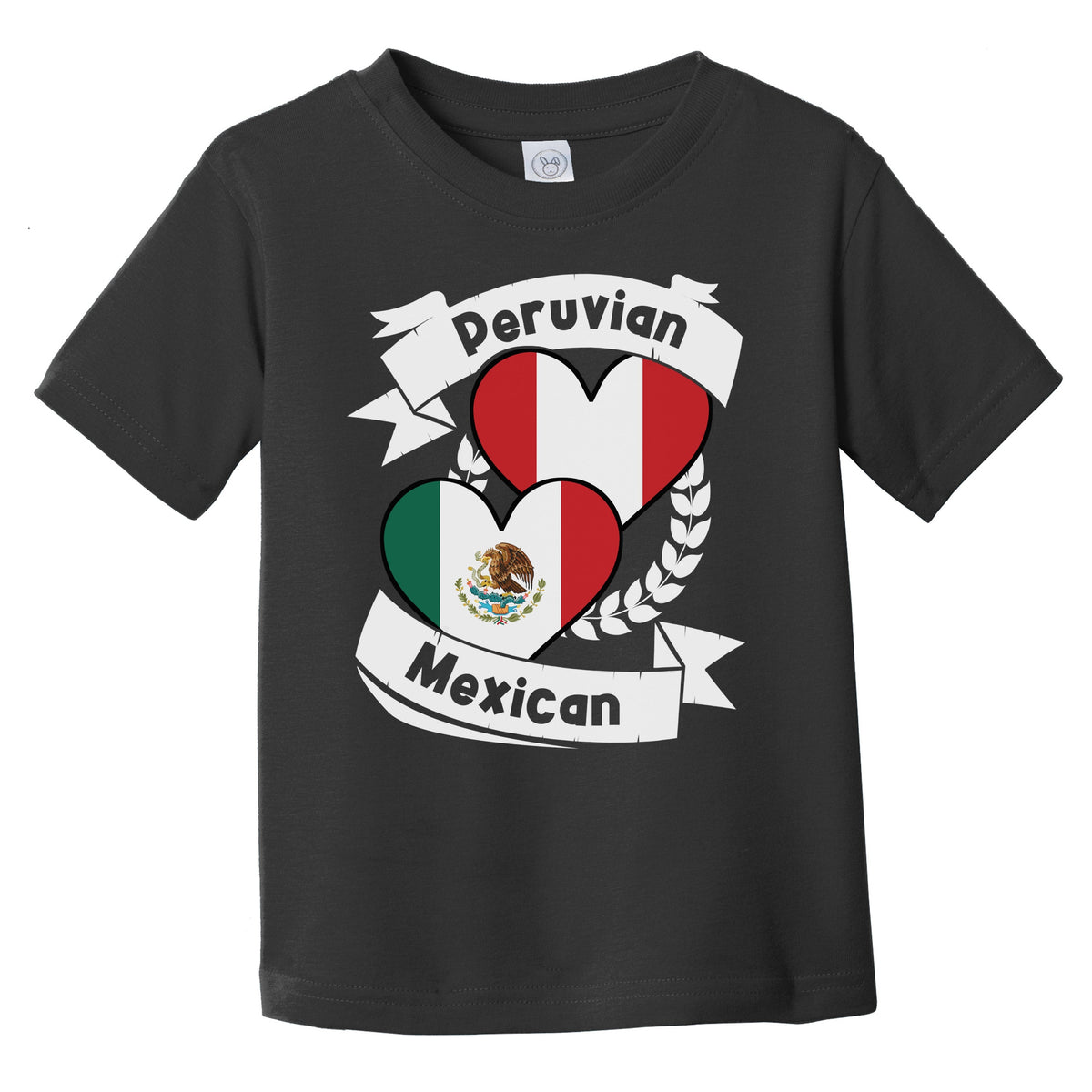 Peruvian Mexican Heart Flags Peru Mexico Infant Toddler T-Shirt