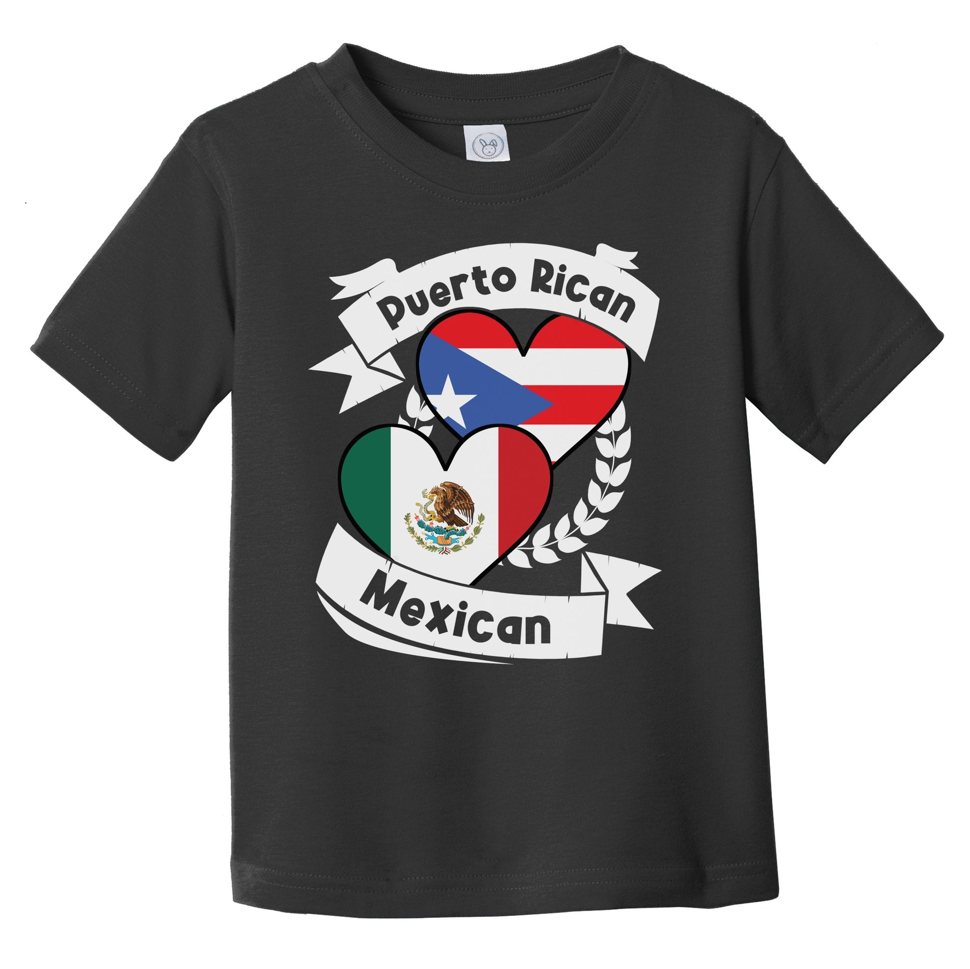 Puerto Rican Mexican Heart Flags Puerto Rico Mexico Infant Toddler T-Shirt