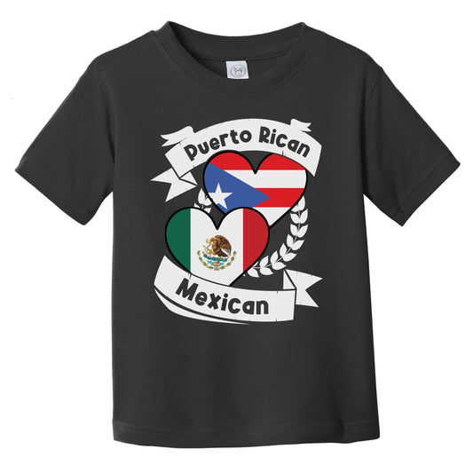 Puerto Rican Mexican Heart Flags Puerto Rico Mexico Infant Toddler T-Shirt