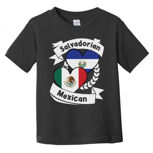 Salvadorian Mexican Heart Flags El Salvador Mexico Infant Toddler T-Shirt