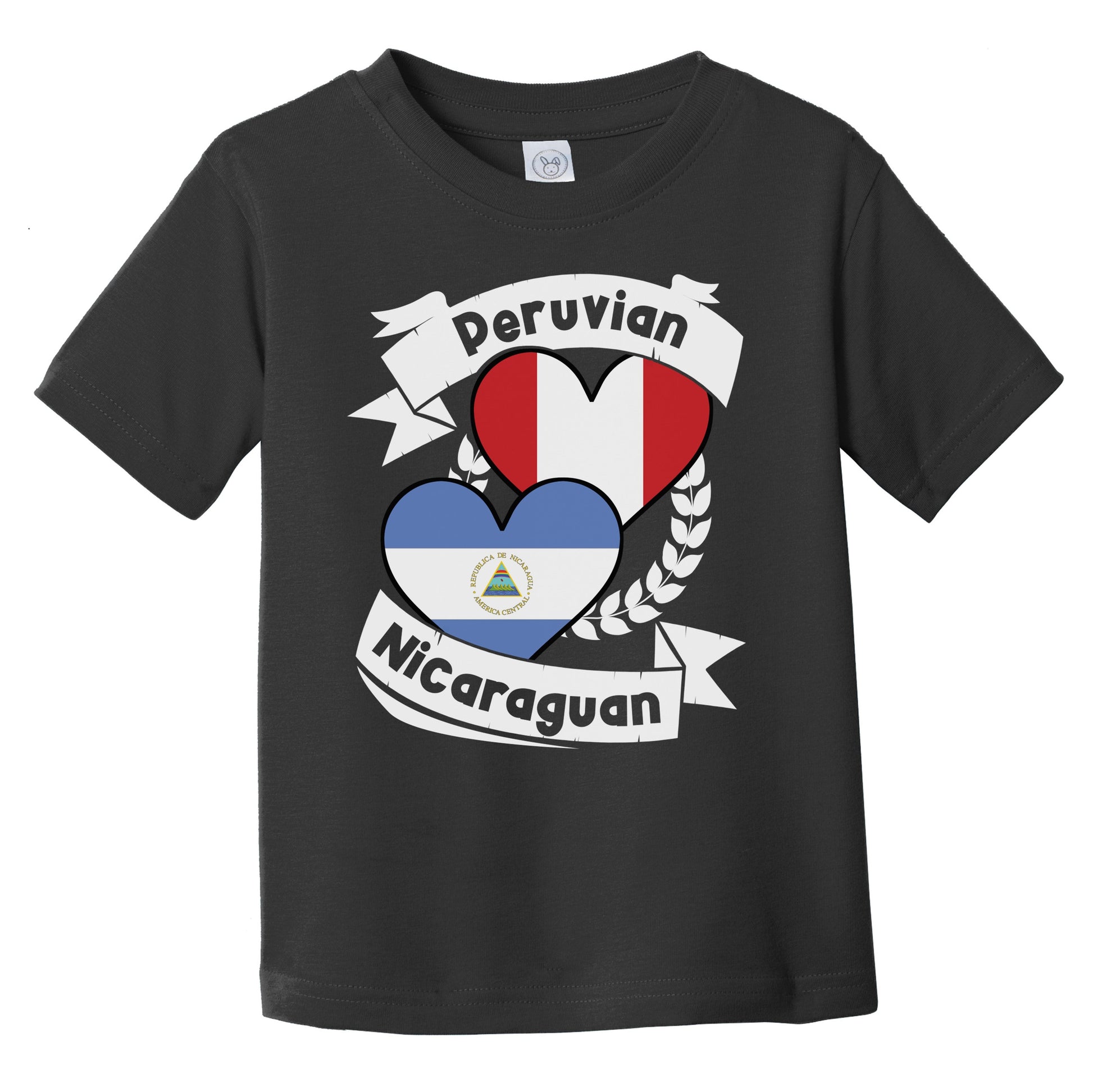 Peruvian Nicaraguan Heart Flags Peru Nicaragua Infant Toddler T-Shirt