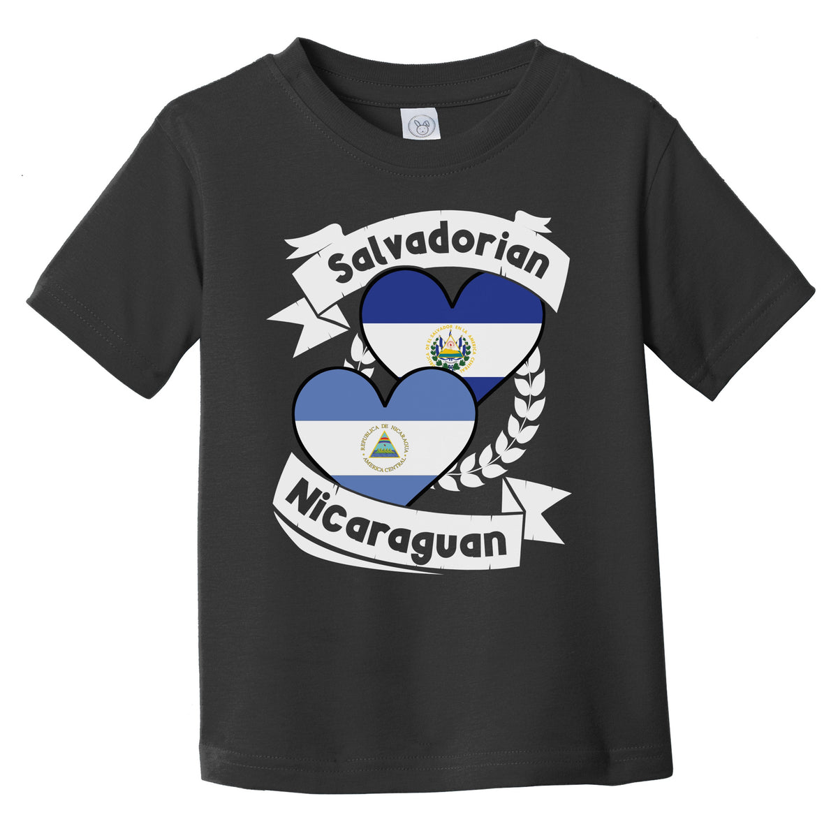 Salvadorian Nicaraguan Heart Flags El Salvador Nicaragua Infant Toddler T-Shirt