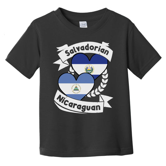 Salvadorian Nicaraguan Heart Flags El Salvador Nicaragua Infant Toddler T-Shirt
