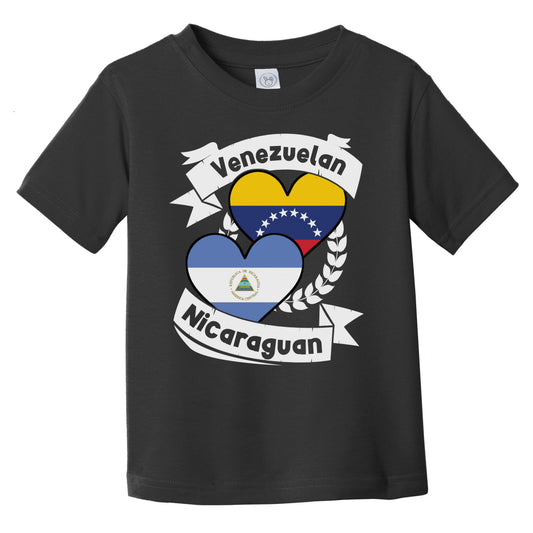Venezuelan Nicaraguan Heart Flags Venezuela Nicaragua Infant Toddler T-Shirt