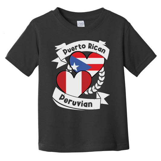 Puerto Rican Peruvian Heart Flags Puerto Rico Peru Infant Toddler T-Shirt