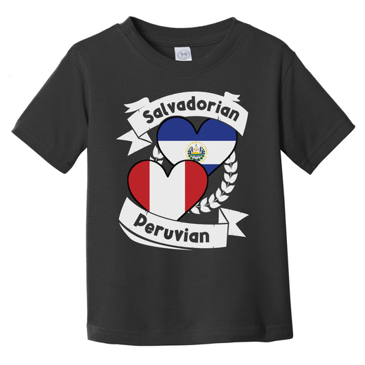 Salvadorian Peruvian Heart Flags El Salvador Peru Infant Toddler T-Shirt
