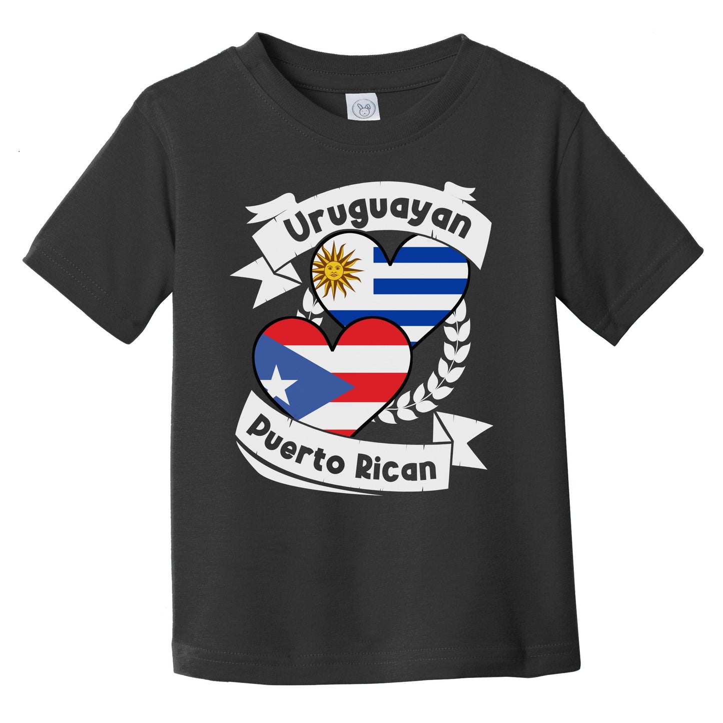 Uruguayan Puerto Rican Heart Flags Uruguay Puerto Rico Infant Toddler T-Shirt