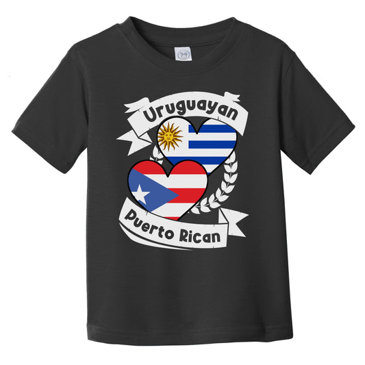 Uruguayan Puerto Rican Heart Flags Uruguay Puerto Rico Infant Toddler T-Shirt