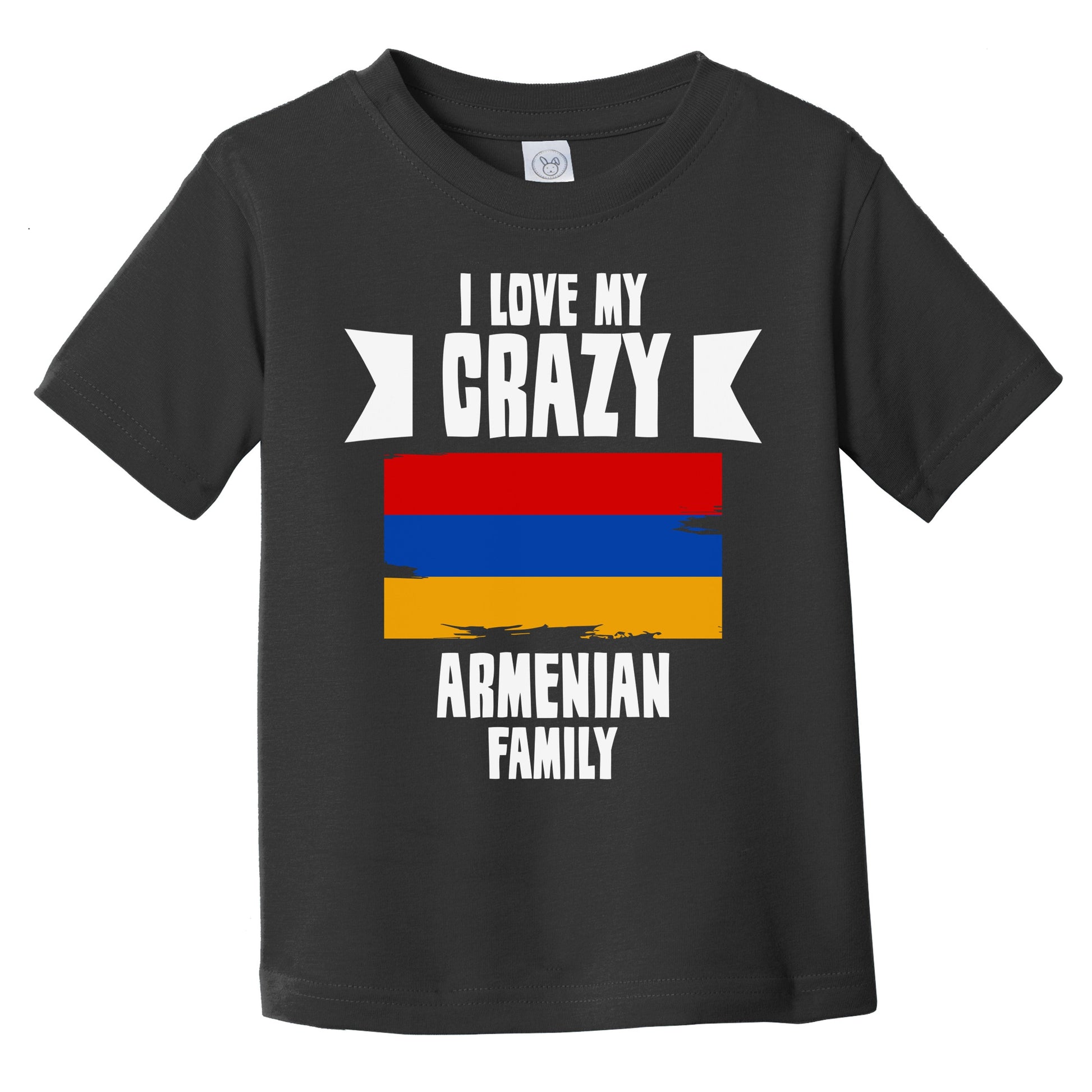 I Love My Crazy Armenian Family Funny Armenia Flag Infant Toddler T-Shirt