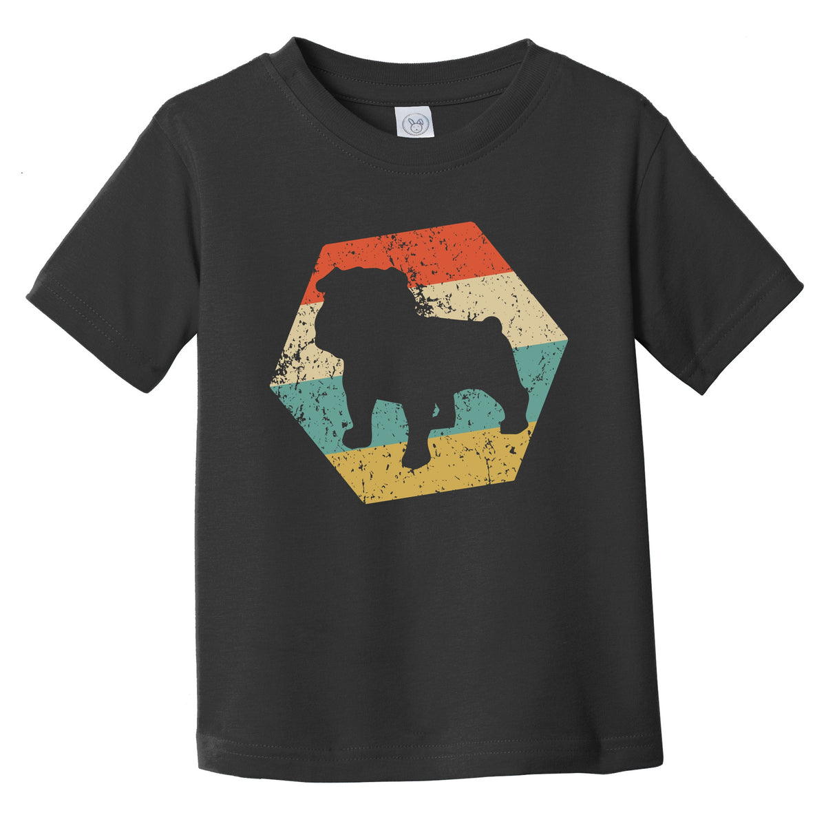 English Bulldog Dog Breed Retro Distressed Hexagon Infant Toddler T-Shirt