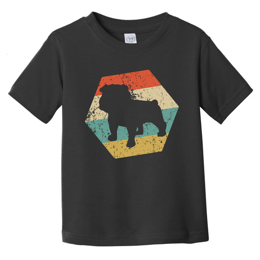 English Bulldog Dog Breed Retro Distressed Hexagon Infant Toddler T-Shirt