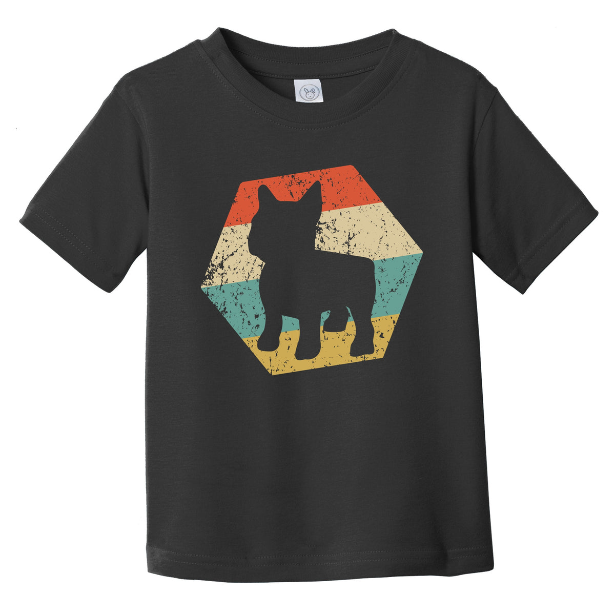 French Bulldog Dog Breed Retro Distressed Hexagon Infant Toddler T-Shirt