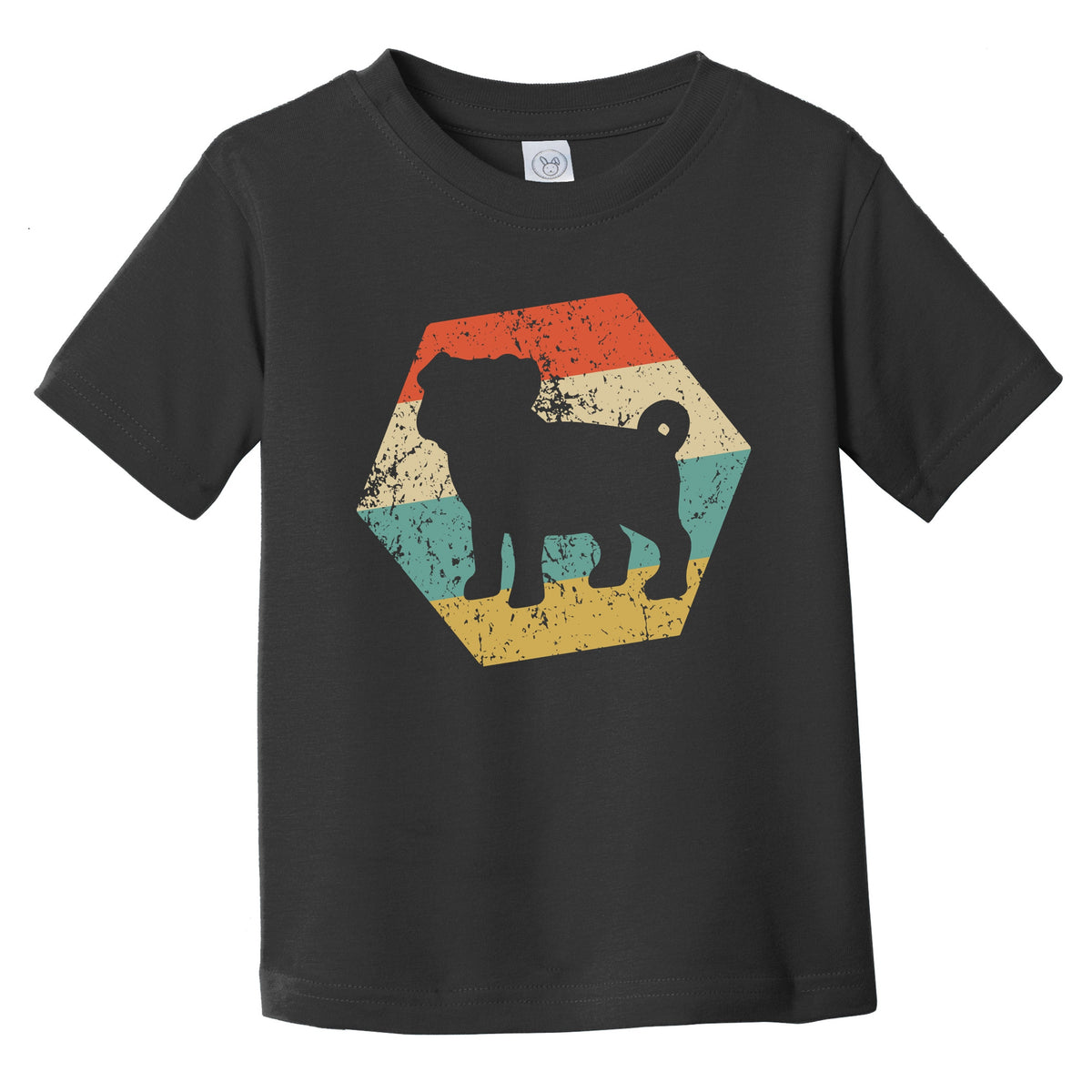 Pug Dog Breed Retro Distressed Hexagon Infant Toddler T-Shirt