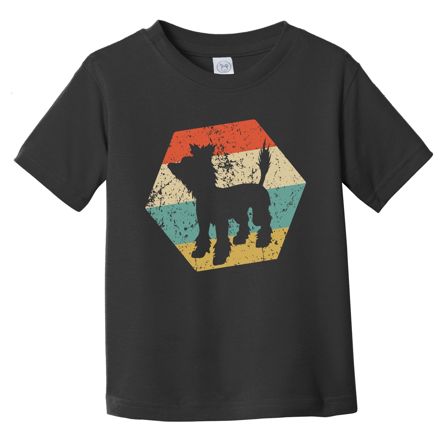 Chinese Crested Dog Breed Retro Distressed Hexagon Infant Toddler T-Shirt