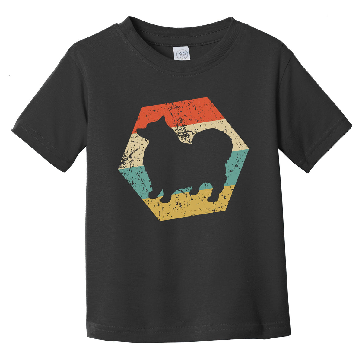 Keeshond Dog Breed Retro Distressed Hexagon Infant Toddler T-Shirt