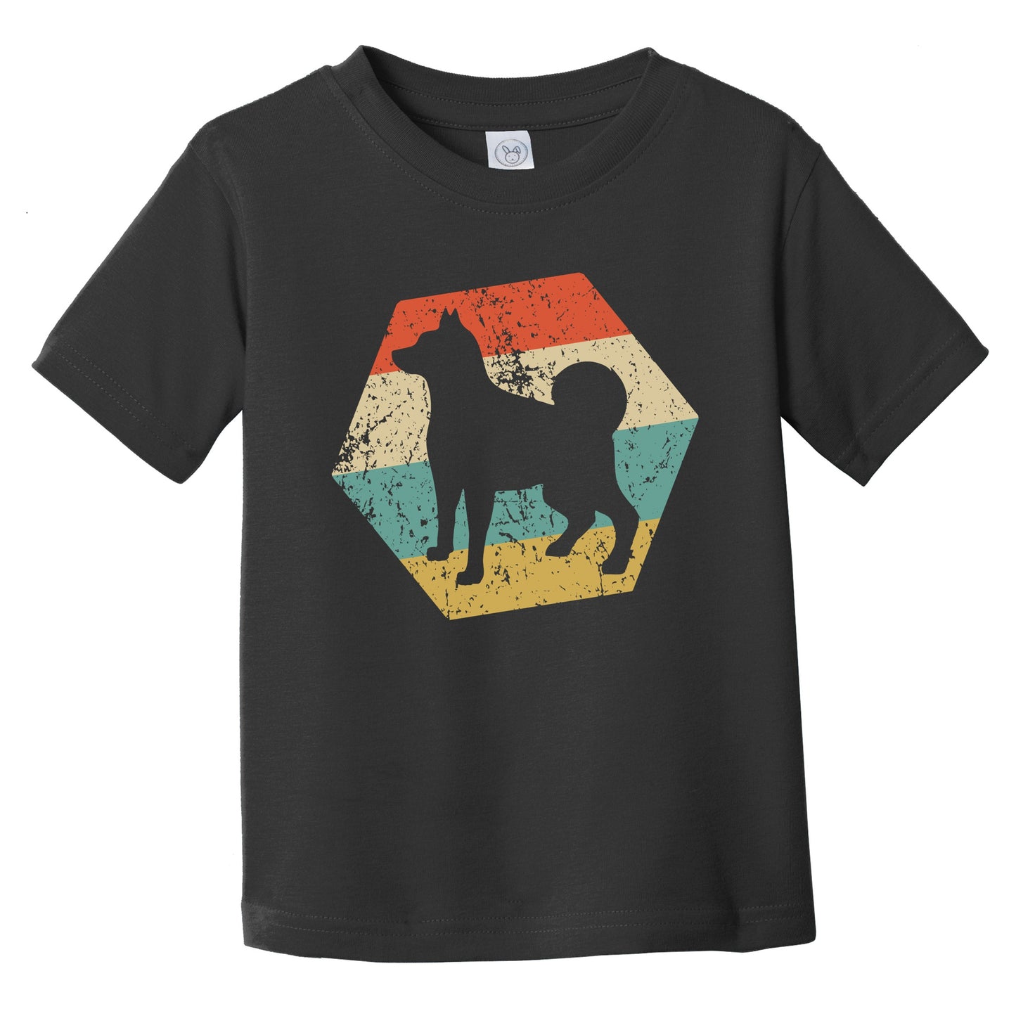 Norwegian Elkhound Dog Breed Retro Distressed Hexagon Infant Toddler T-Shirt