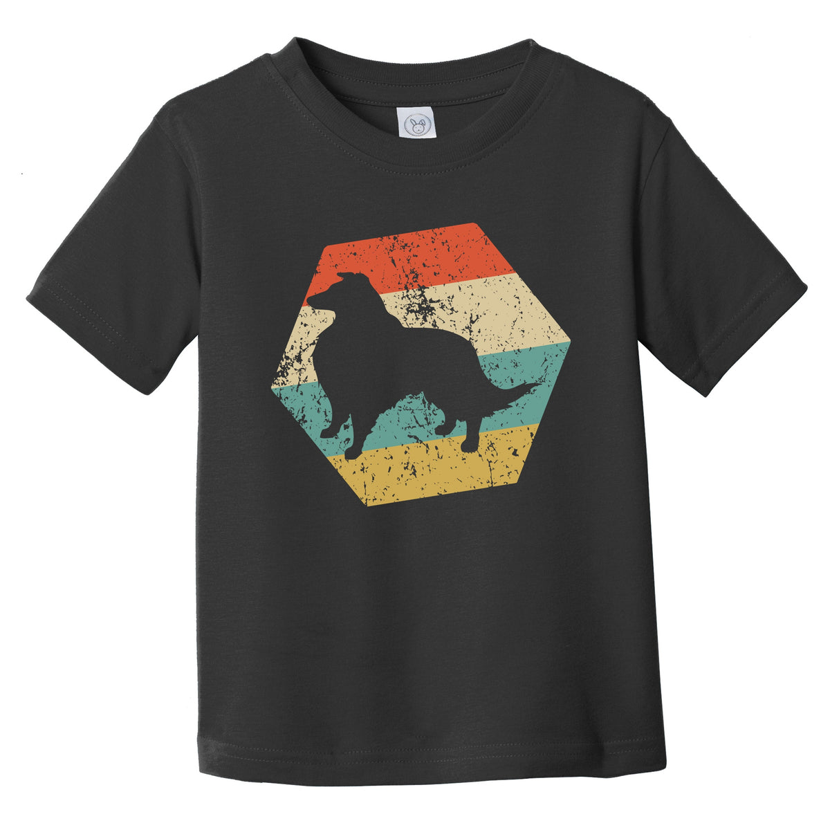 Shetland Sheepdog Dog Breed Retro Distressed Hexagon Infant Toddler T-Shirt