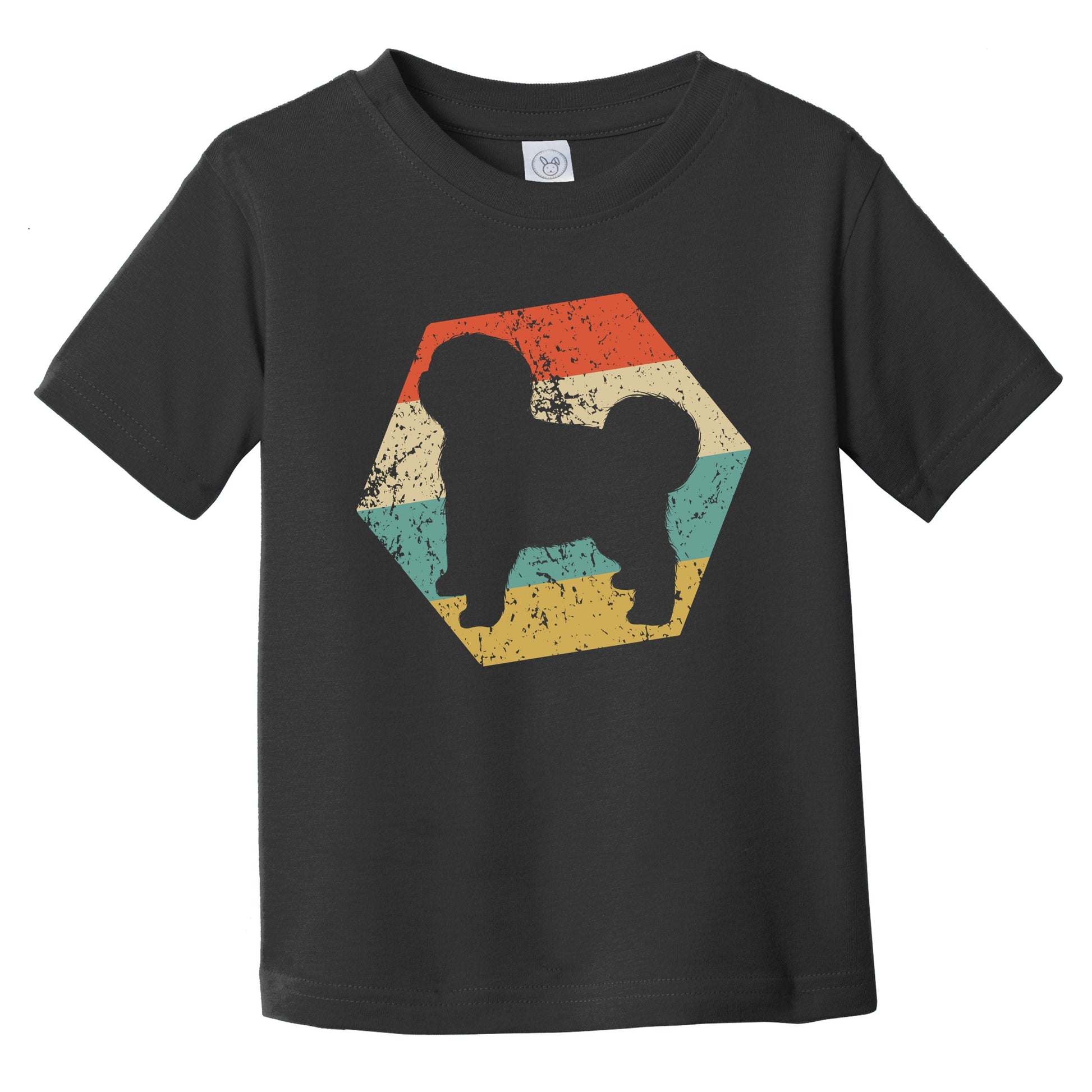 Old English Sheepdog Dog Breed Retro Distressed Hexagon Infant Toddler T-Shirt