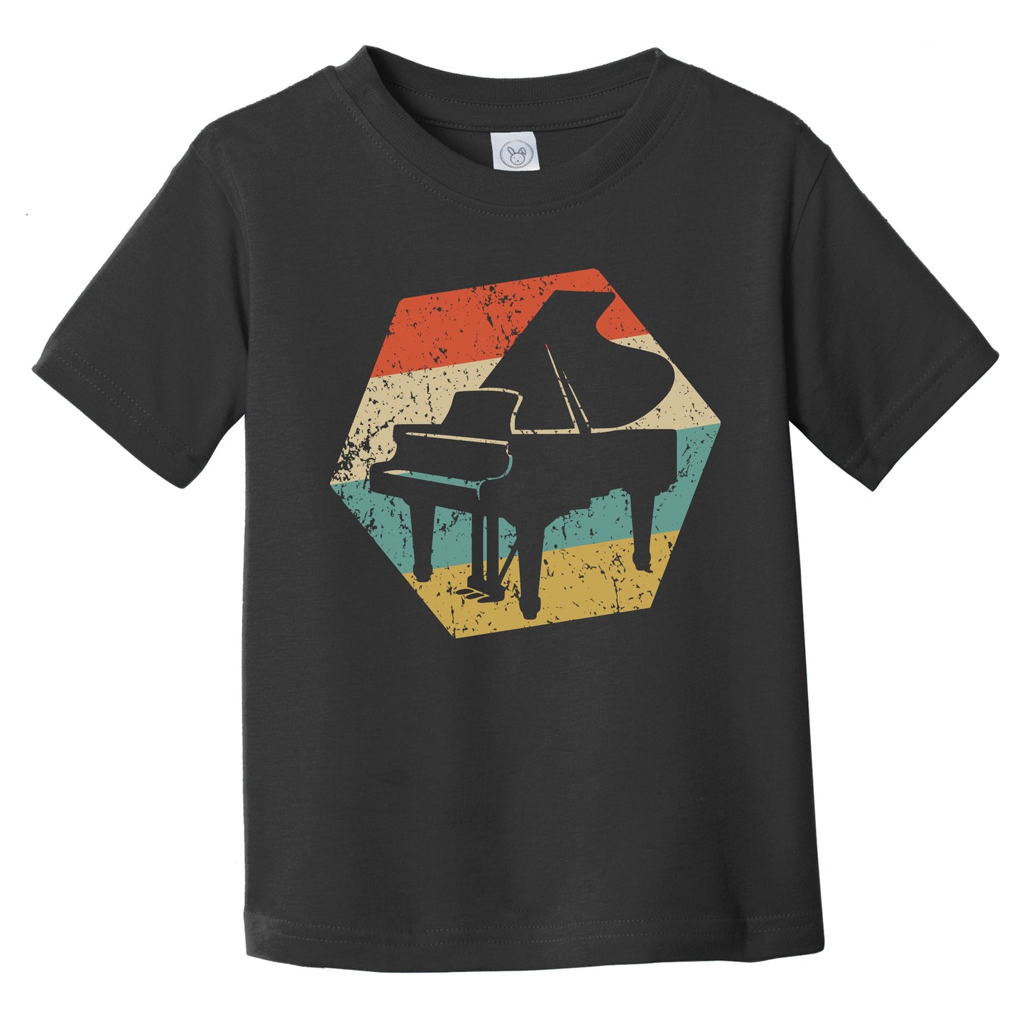 Baby Grand Piano Retro Distressed Hexagon Pianist Infant Toddler T-Shirt